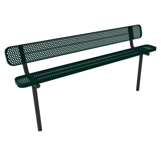 8FT Industrial Park Bench with Back, Inground Mount Frame