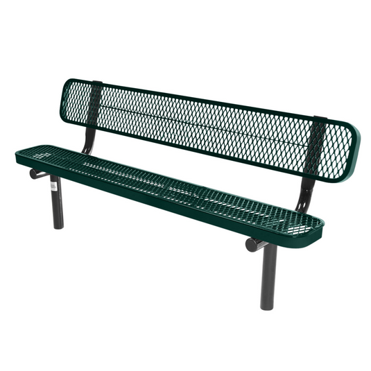 Industrial Expanded Metal Park Bench with Inground Mount Frame