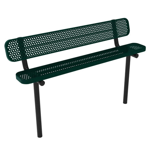 6FT Industrial Park Bench with Back, Inground Mount Frame