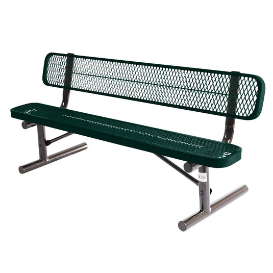 6 FT All-Weather Park Bench with Back, Portable Frame