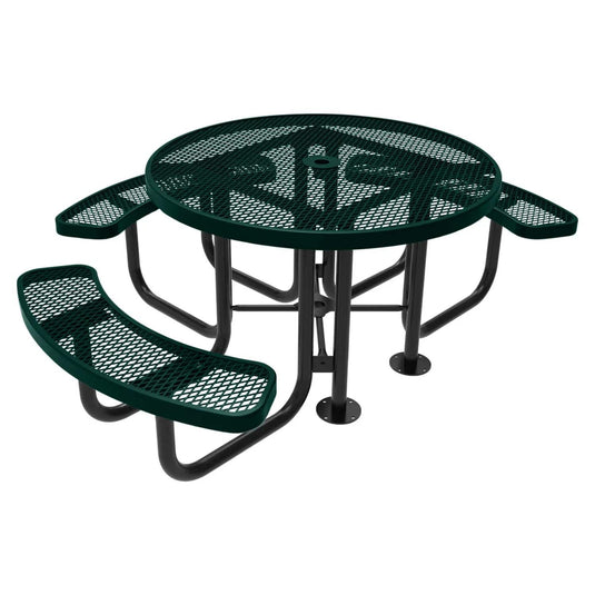 3-Seat Round Metal Outdoor Picnic Table