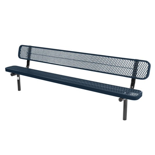 Industrial Expanded Metal Park Bench with Inground Mount Frame