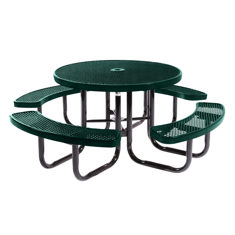 Load image into Gallery viewer, All-Weather Square &amp; Round Metal Outdoor Picnic Table with Benches
