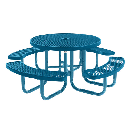 46" Round Metal Outdoor Picnic Table With Colored Frame