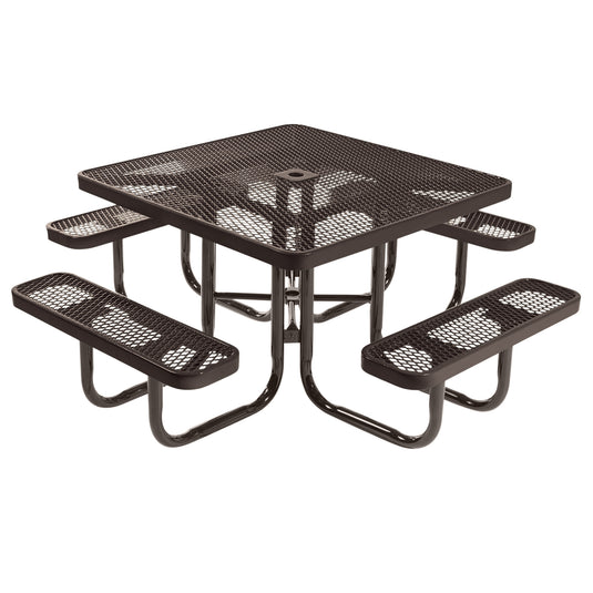 46" Square Metal Outdoor Picnic Table With Colored Frame