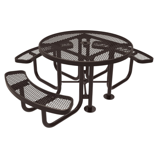 3-Seat Round Metal Outdoor Picnic Table With Colored Frame