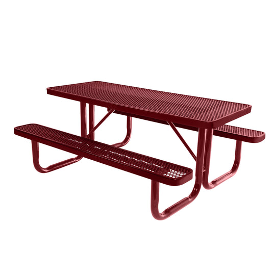 6 FT Commercial Rectangular Outdoor Picnic Table With Colored Frame