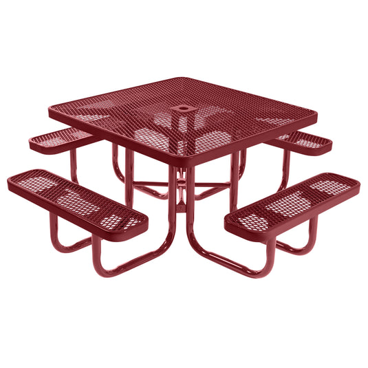 46" Square Metal Outdoor Picnic Table With Colored Frame