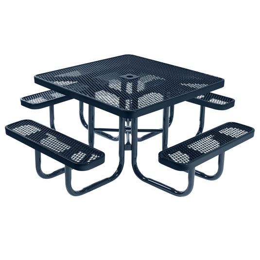 46" Square Metal Outdoor Picnic Table With Colored Frame