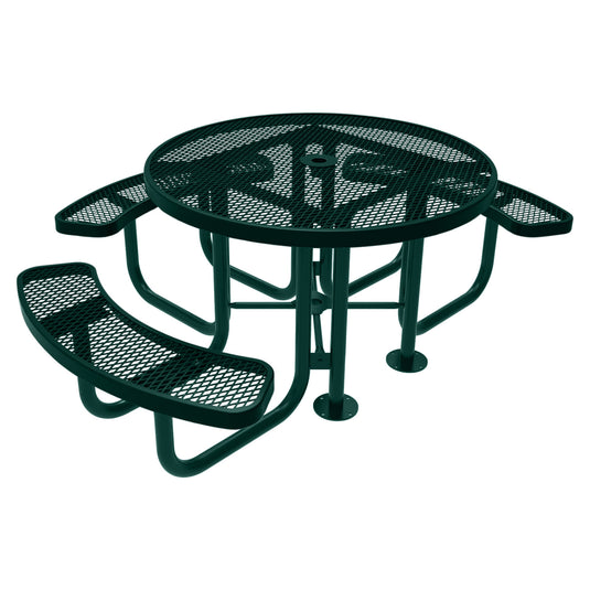 3-Seat Round Metal Outdoor Picnic Table With Colored Frame