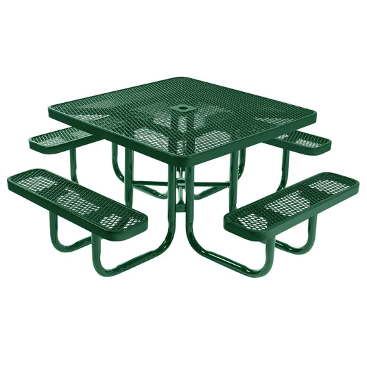 46" Square Metal Outdoor Picnic Table With Colored Frame