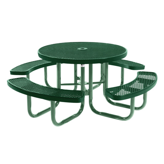 46" Round Metal Outdoor Picnic Table With Colored Frame