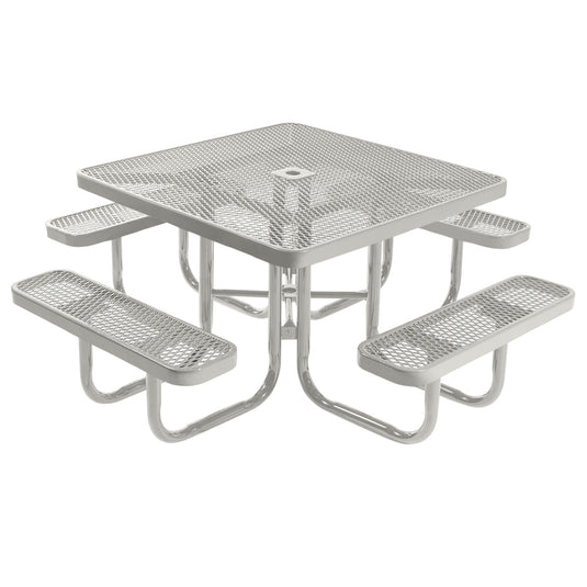 46" Square Metal Outdoor Picnic Table With Colored Frame