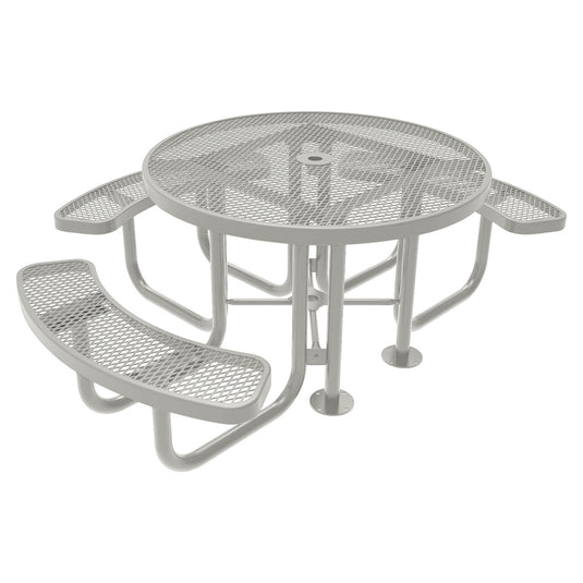3-Seat Round Metal Outdoor Picnic Table With Colored Frame