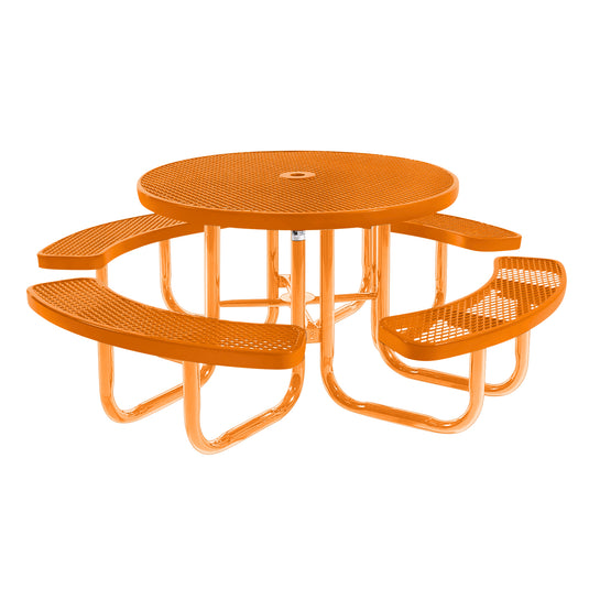 46" Round Metal Outdoor Picnic Table With Colored Frame