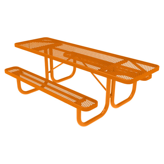 Both-Ends ADA-Accessible Weatherproof Rectangular Outdoor Picnic Table With Colored Frame