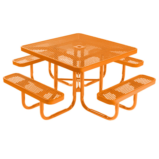 46" Square Metal Outdoor Picnic Table With Colored Frame
