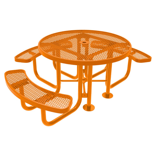 3-Seat Round Metal Outdoor Picnic Table With Colored Frame