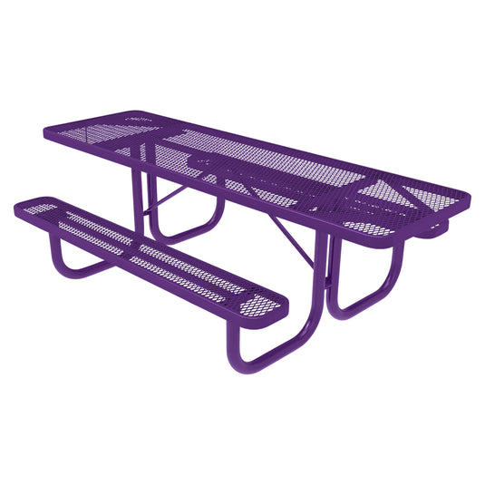 Both-Ends ADA-Accessible Weatherproof Rectangular Outdoor Picnic Table With Colored Frame