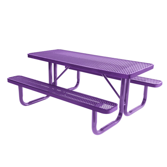 6 FT Commercial Rectangular Outdoor Picnic Table With Colored Frame