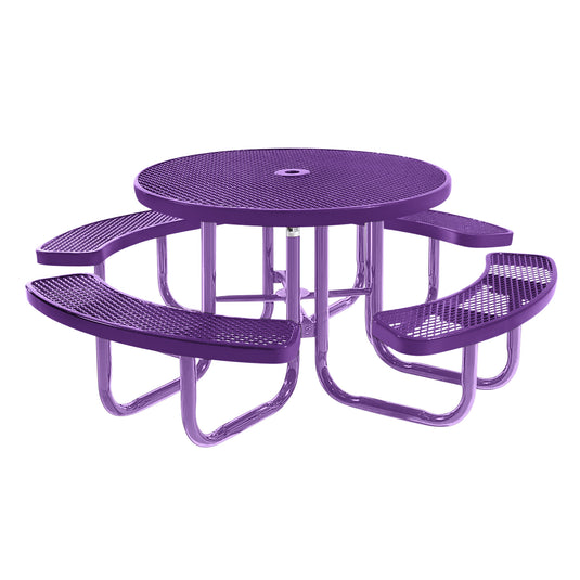 46" Round Metal Outdoor Picnic Table With Colored Frame