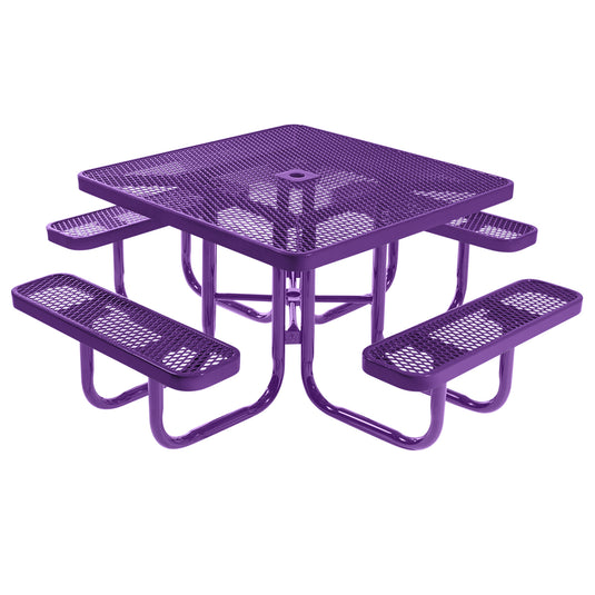 46" Square Metal Outdoor Picnic Table With Colored Frame