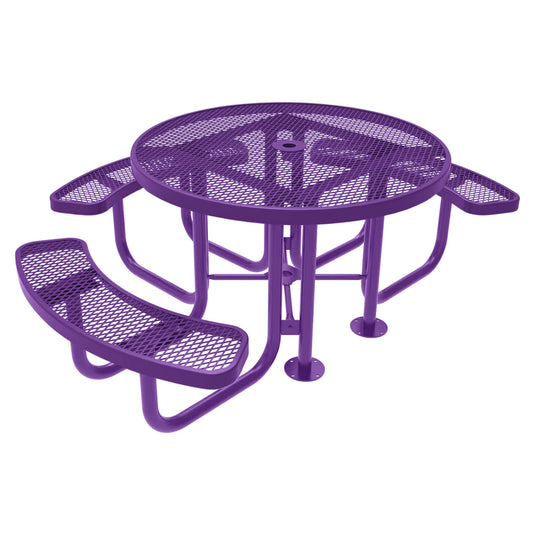 3-Seat Round Metal Outdoor Picnic Table With Colored Frame