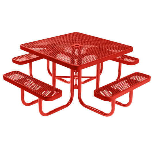 46" Square Metal Outdoor Picnic Table With Colored Frame