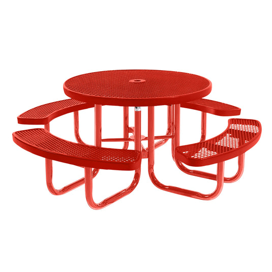 46" Round Metal Outdoor Picnic Table With Colored Frame