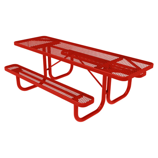 Both-Ends ADA-Accessible Weatherproof Rectangular Outdoor Picnic Table With Colored Frame