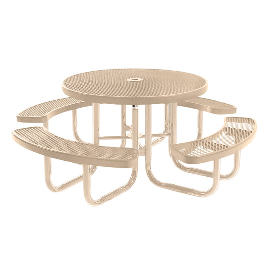 46" Round Metal Outdoor Picnic Table With Colored Frame