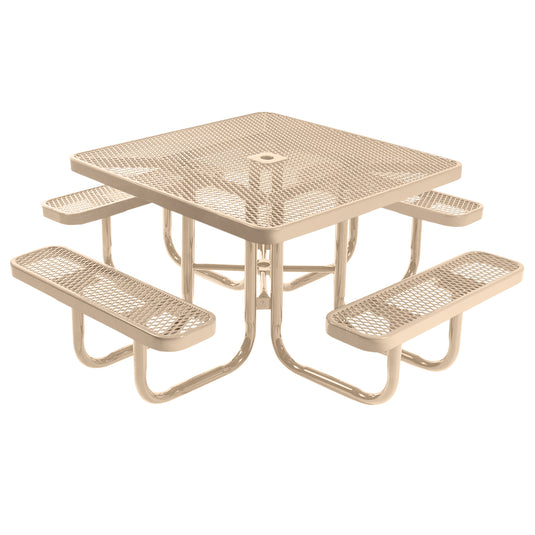 46" Square Metal Outdoor Picnic Table With Colored Frame