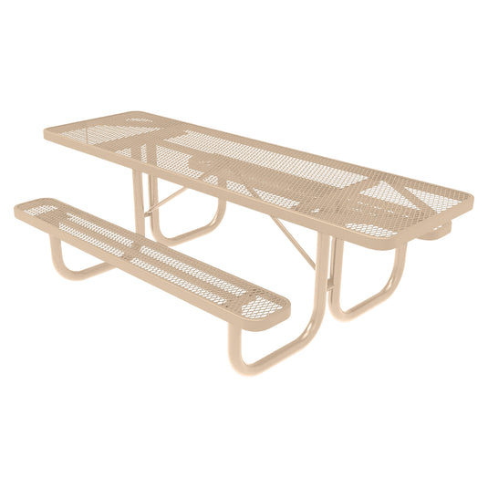 Both-Ends ADA-Accessible Weatherproof Rectangular Outdoor Picnic Table With Colored Frame