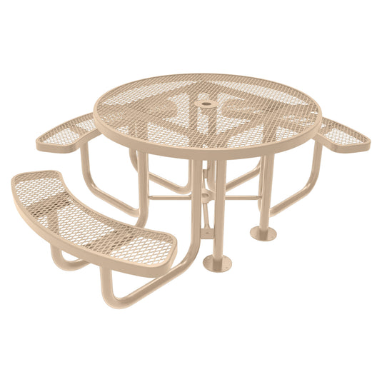 3-Seat Round Metal Outdoor Picnic Table With Colored Frame