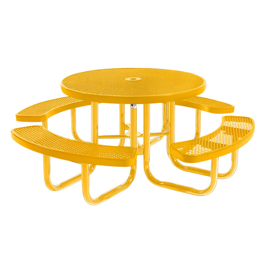 46" Round Metal Outdoor Picnic Table With Colored Frame