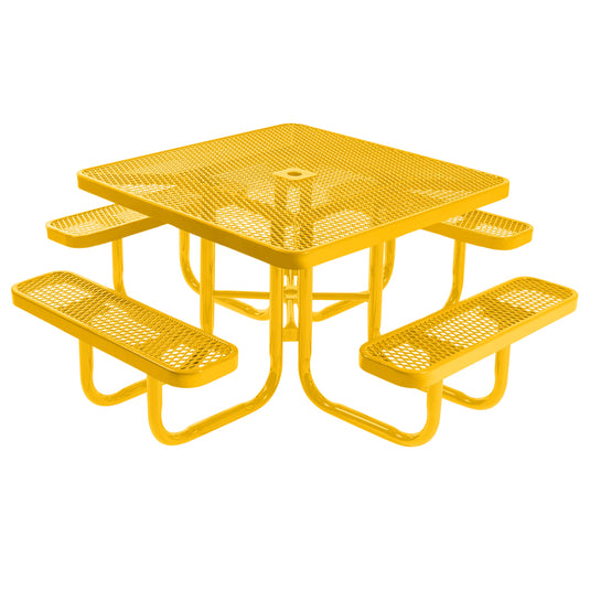 46" Square Metal Outdoor Picnic Table With Colored Frame