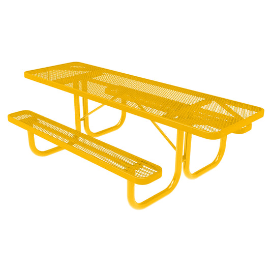 Both-Ends ADA-Accessible Weatherproof Rectangular Outdoor Picnic Table With Colored Frame