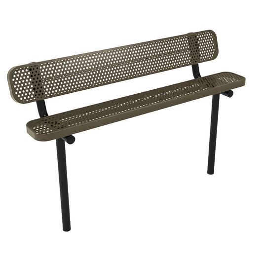 6FT Industrial Park Bench with Back, Inground Mount Frame