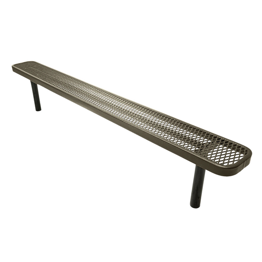 8FT Industrial Park Bench without Back, Inground Mount Frame