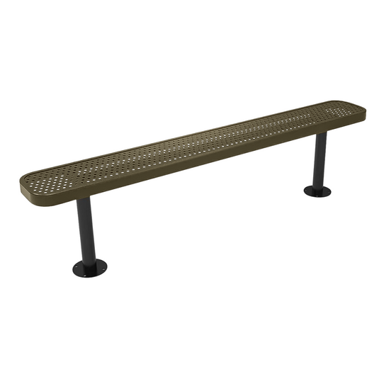 6FT Commercial Park Bench without Back, Surface Mount Frame