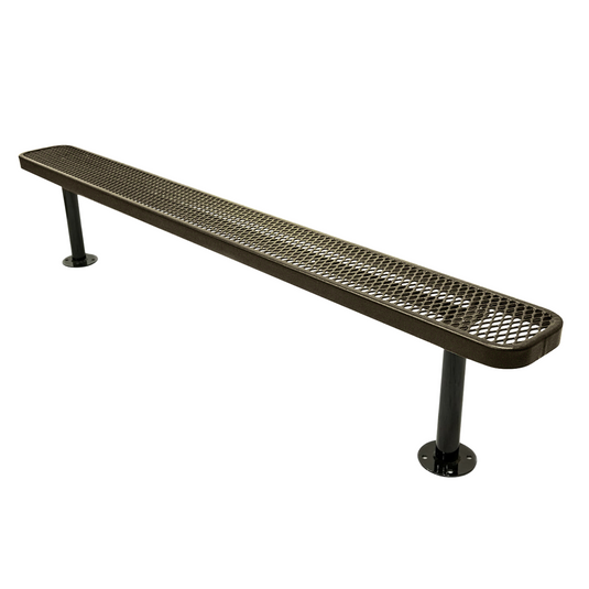 8FT Commercial Park Bench without Back, Surface Mount Frame