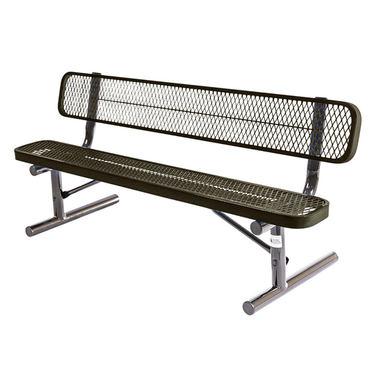 6 FT All-Weather Park Bench with Back, Portable Frame