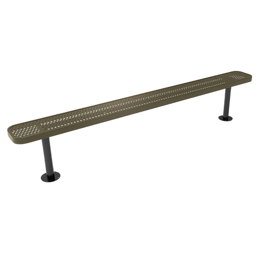 8FT Commercial Park Bench without Back, Surface Mount Frame