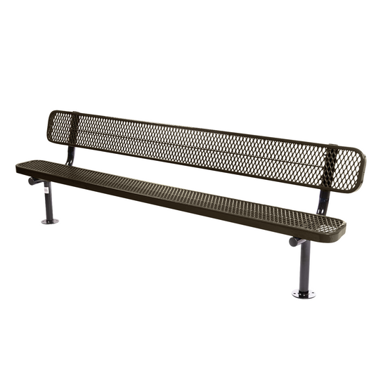 8FT Commercial Park Bench with Back, Surface Mount Frame