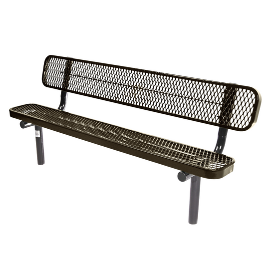 6FT Industrial Park Bench with Back, Inground Mount Frame