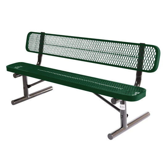 6 FT All-Weather Park Bench with Back, Portable Frame