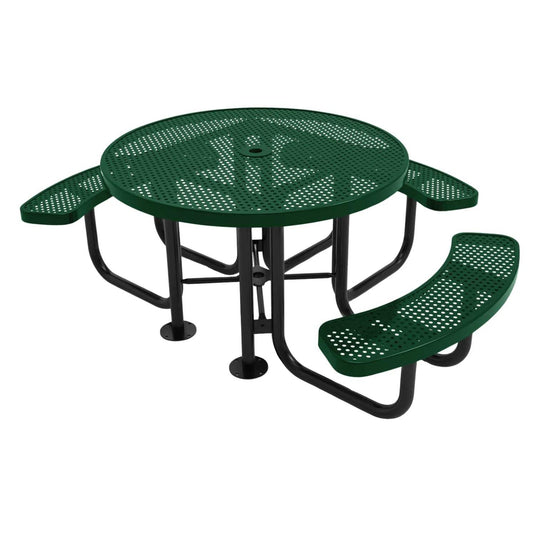 3-Seat Round Metal Outdoor Picnic Table