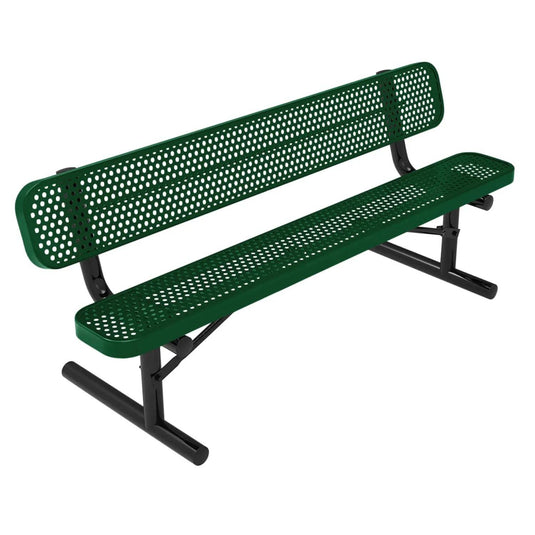 6 FT All-Weather Park Bench with Back, Portable Frame