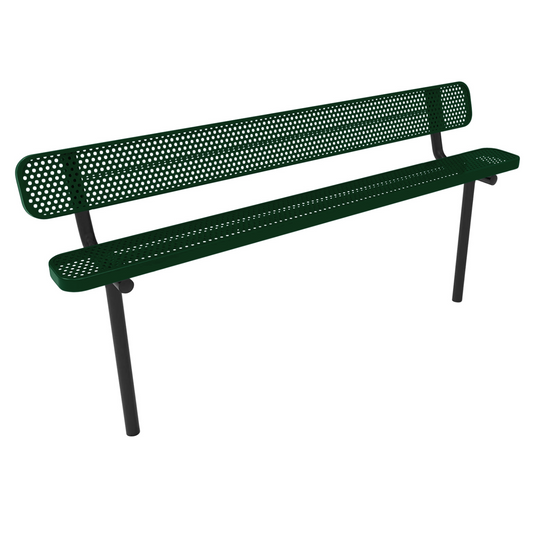 Punched Steel Park Bench with Inground Mount Frame