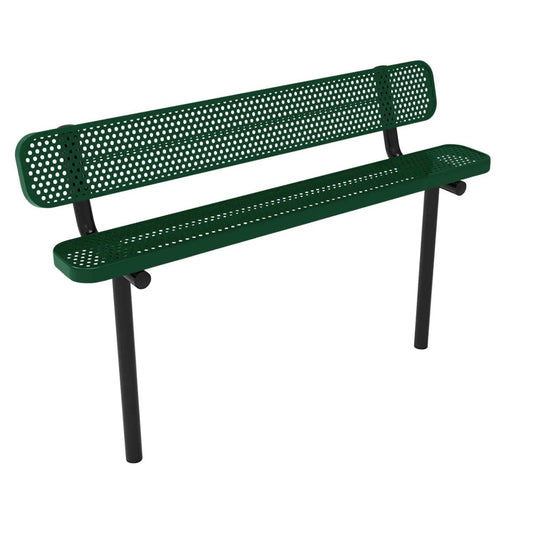6FT Industrial Park Bench with Back, Inground Mount Frame